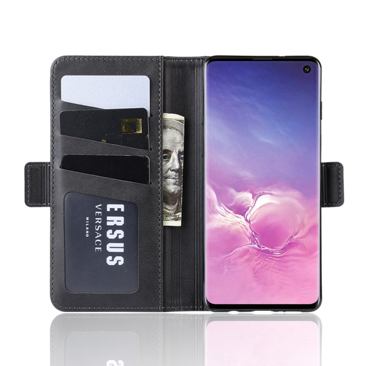 For Galaxy S10 Double Buckle Crazy Horse Business Mobile Phone Holster with Card Wallet Bracket Function