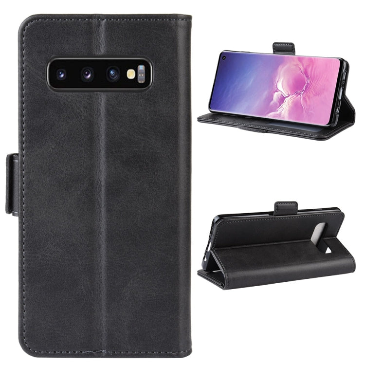 For Galaxy S10 Double Buckle Crazy Horse Business Mobile Phone Holster with Card Wallet Bracket Function