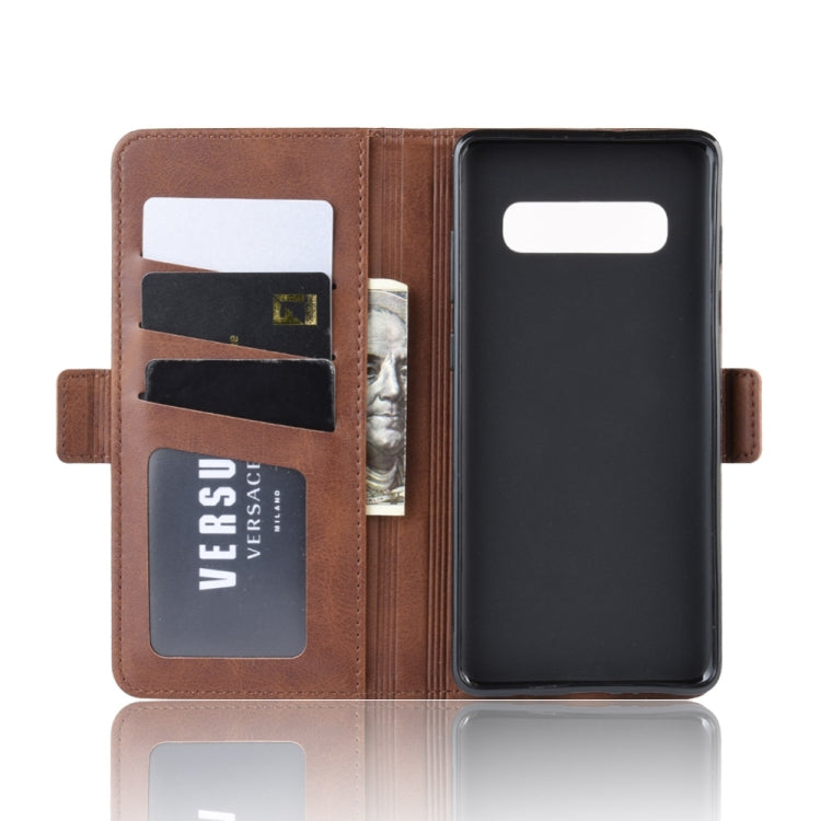 For Galaxy S10 Double Buckle Crazy Horse Business Mobile Phone Holster with Card Wallet Bracket Function