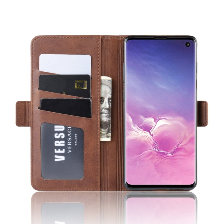 For Galaxy S10 Double Buckle Crazy Horse Business Mobile Phone Holster with Card Wallet Bracket Function