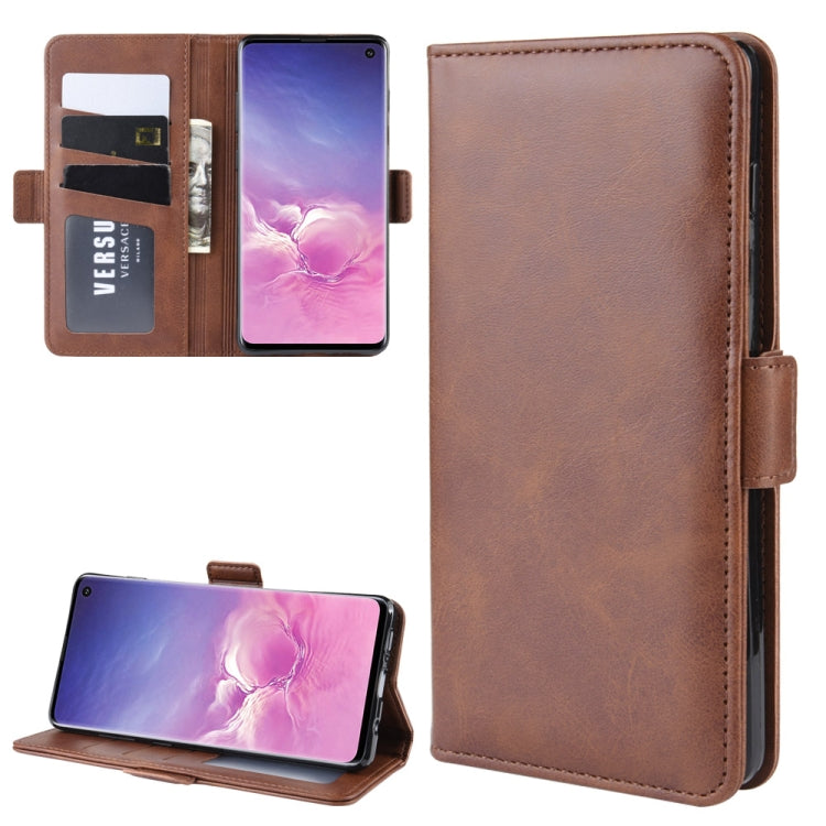 For Galaxy S10 Double Buckle Crazy Horse Business Mobile Phone Holster with Card Wallet Bracket Function