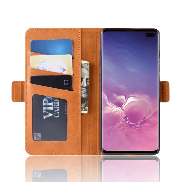 For Galaxy S10 Plus Double Buckle Crazy Horse Business Mobile Phone Holster with Card Wallet Bracket Function