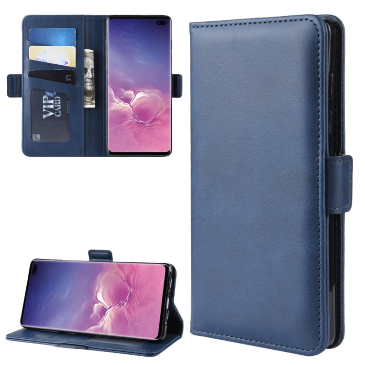 For Galaxy S10 Plus Double Buckle Crazy Horse Business Mobile Phone Holster with Card Wallet Bracket Function