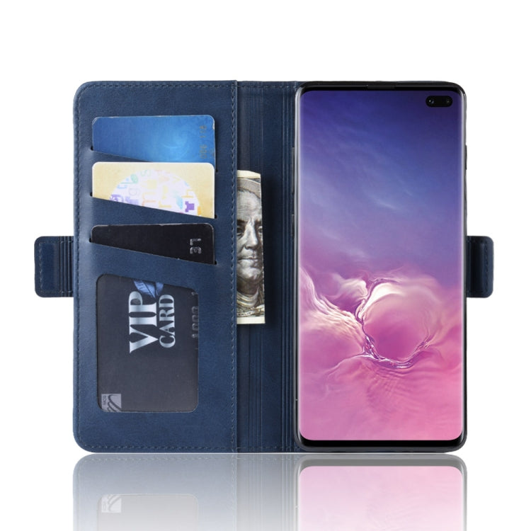 For Galaxy S10 Plus Double Buckle Crazy Horse Business Mobile Phone Holster with Card Wallet Bracket Function