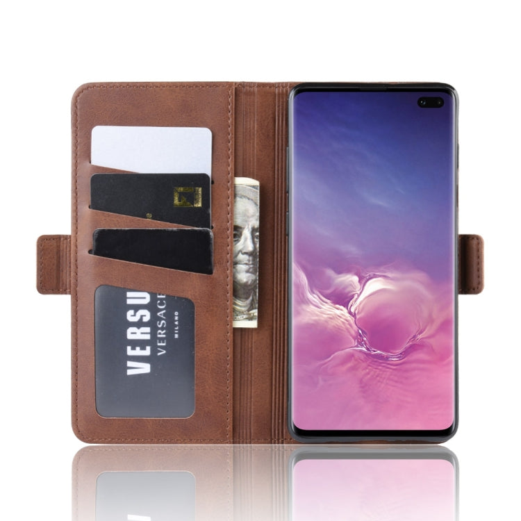 For Galaxy S10 Plus Double Buckle Crazy Horse Business Mobile Phone Holster with Card Wallet Bracket Function