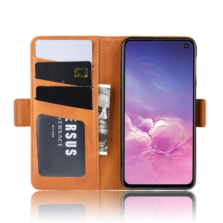 For Galaxy S10 5G Double Buckle Crazy Horse Business Mobile Phone Holster with Card Wallet Bracket Function