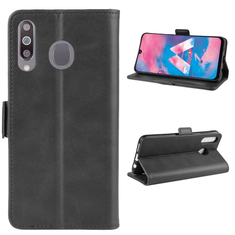 For Galaxy M30/A40S Double Buckle Crazy Horse Business Mobile Phone Holster with Card Wallet Bracket Function