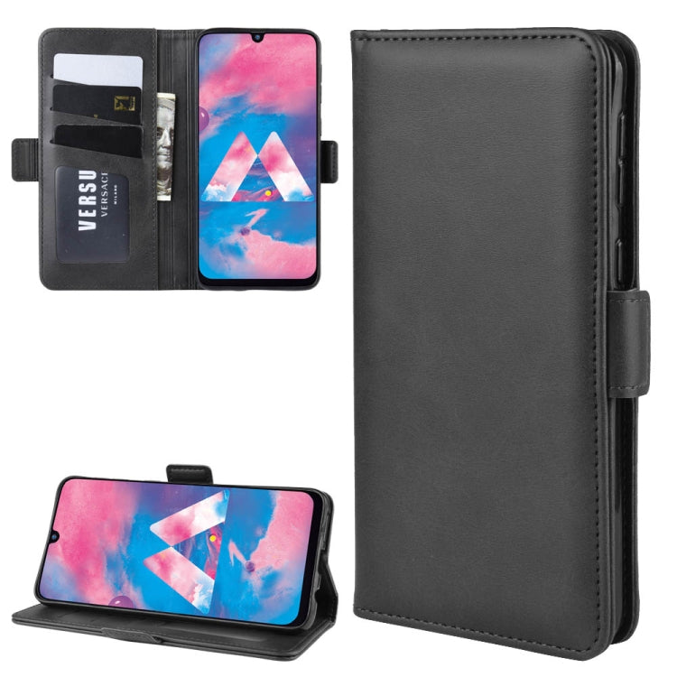 For Galaxy M30/A40S Double Buckle Crazy Horse Business Mobile Phone Holster with Card Wallet Bracket Function