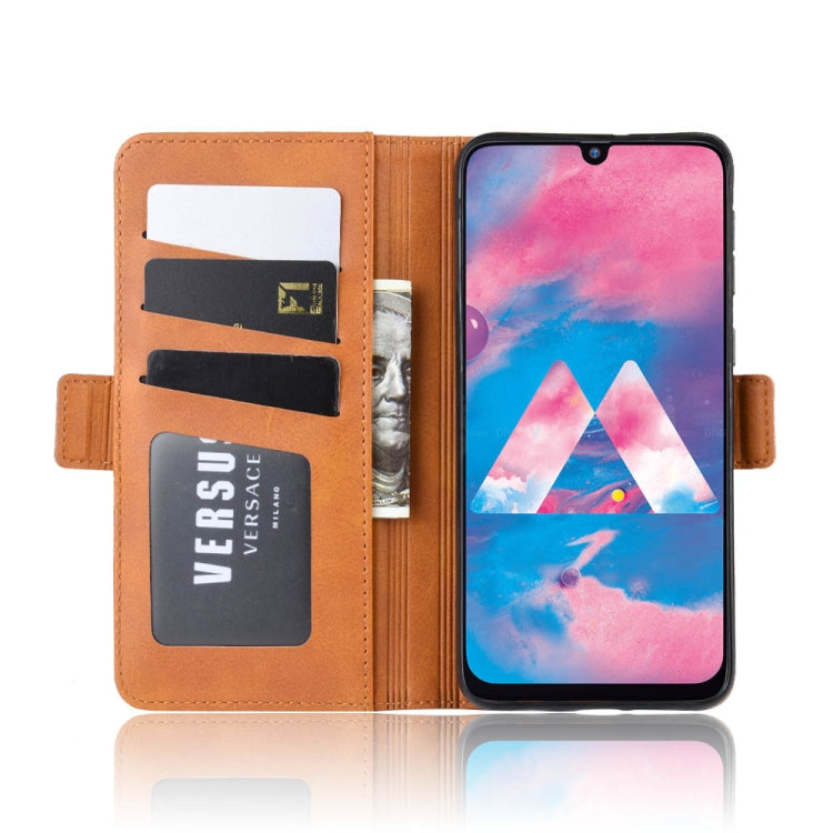 For Galaxy M30/A40S Double Buckle Crazy Horse Business Mobile Phone Holster with Card Wallet Bracket Function