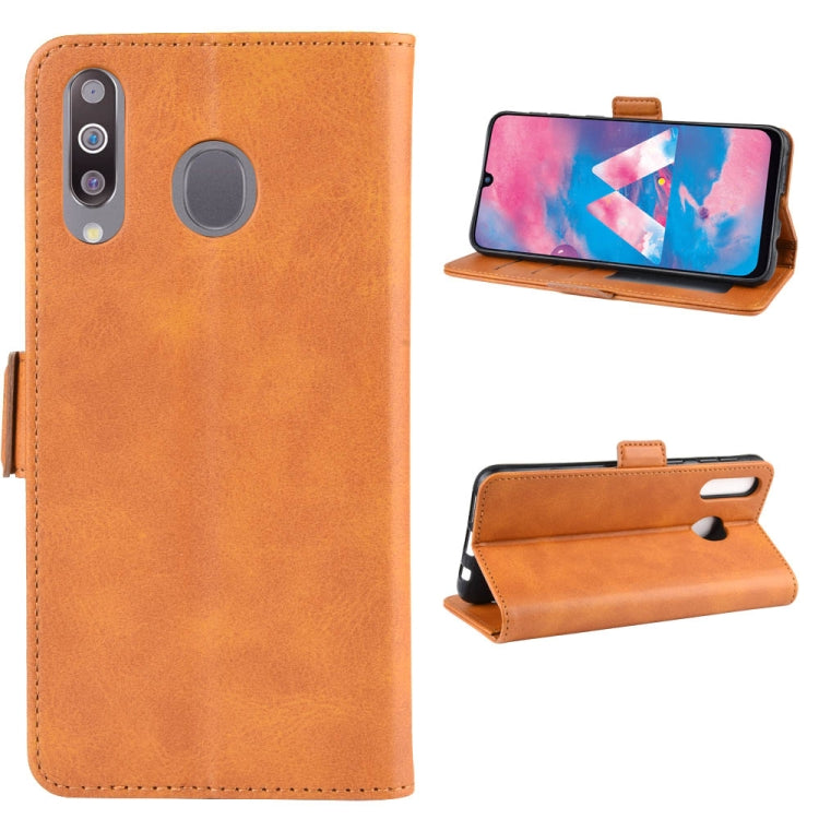 For Galaxy M30/A40S Double Buckle Crazy Horse Business Mobile Phone Holster with Card Wallet Bracket Function