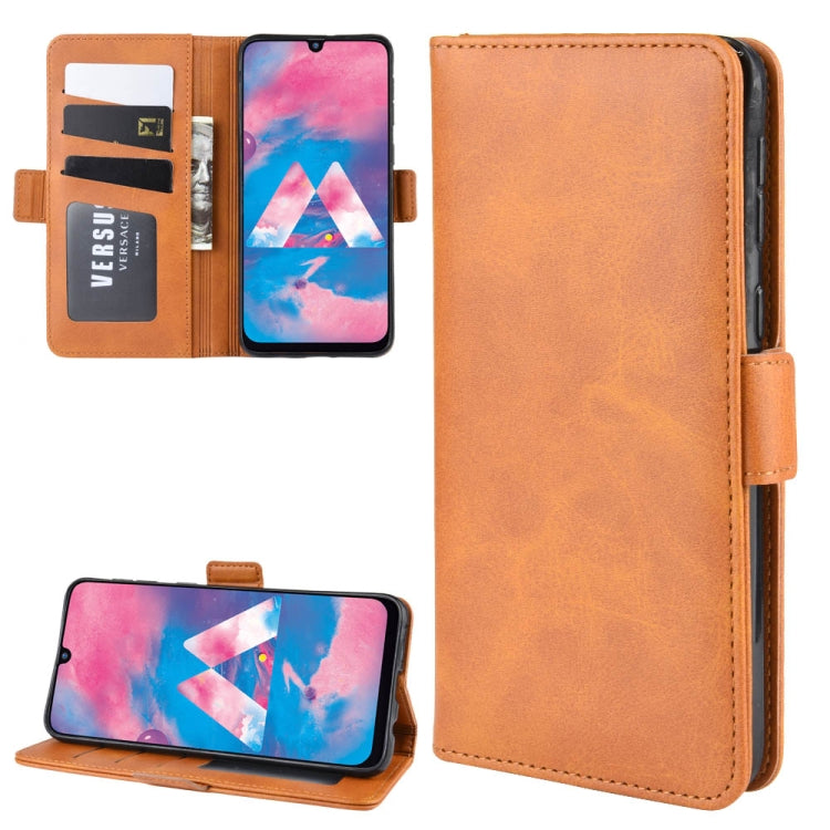 For Galaxy M30/A40S Double Buckle Crazy Horse Business Mobile Phone Holster with Card Wallet Bracket Function