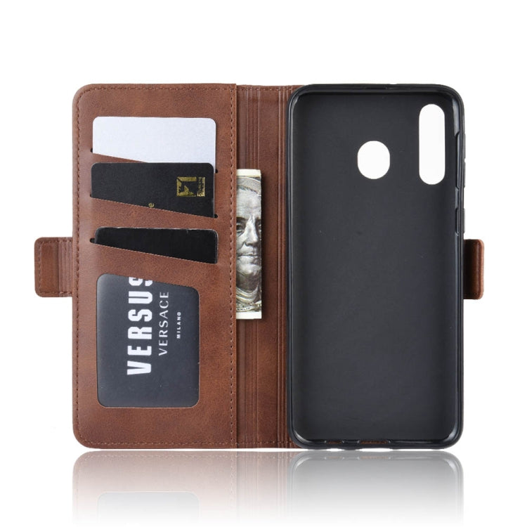 For Galaxy M30/A40S Double Buckle Crazy Horse Business Mobile Phone Holster with Card Wallet Bracket Function