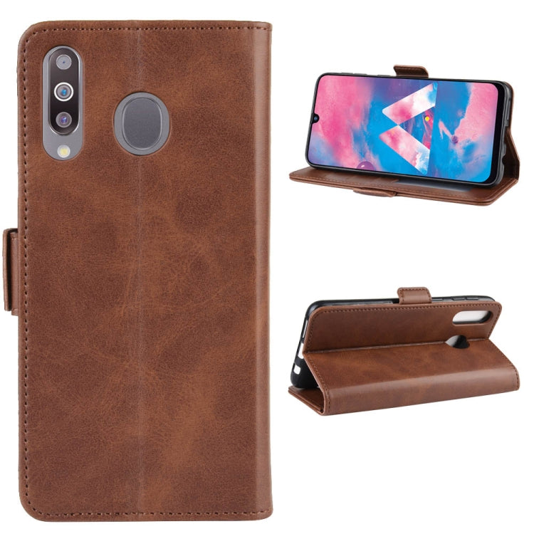 For Galaxy M30/A40S Double Buckle Crazy Horse Business Mobile Phone Holster with Card Wallet Bracket Function