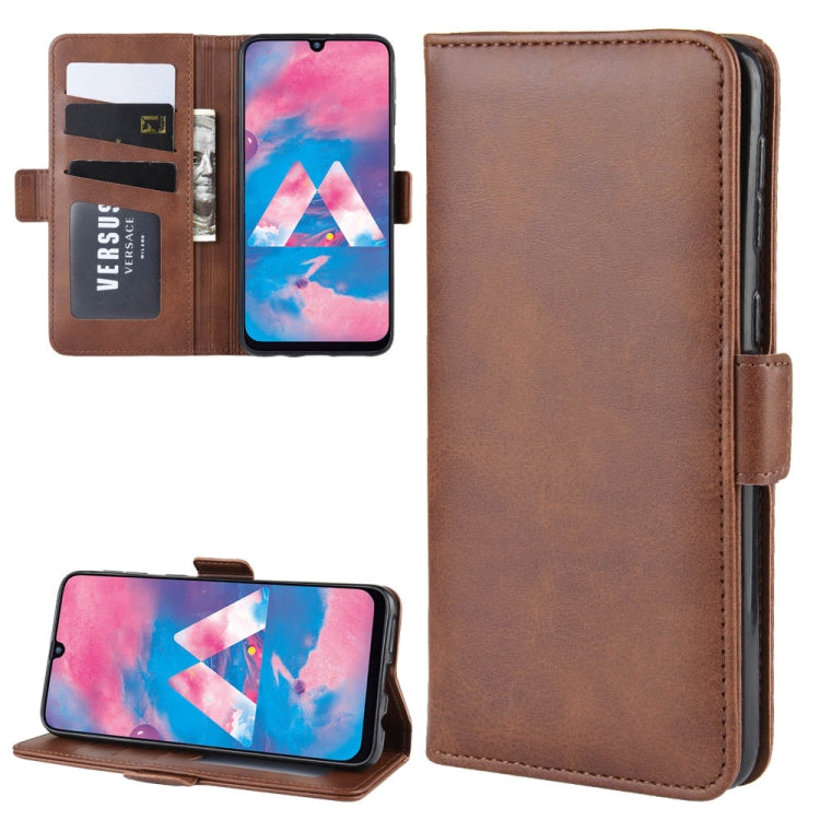 For Galaxy M30/A40S Double Buckle Crazy Horse Business Mobile Phone Holster with Card Wallet Bracket Function