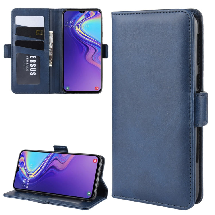 For Galaxy M20 Double Buckle Crazy Horse Business Leather Case with Card Slot & Wallet & Holder