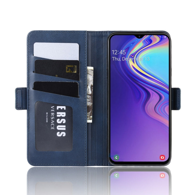 For Galaxy M20 Double Buckle Crazy Horse Business Leather Case with Card Slot & Wallet & Holder