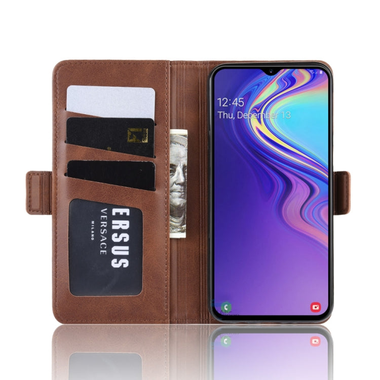 For Galaxy M20 Double Buckle Crazy Horse Business Leather Case with Card Slot & Wallet & Holder