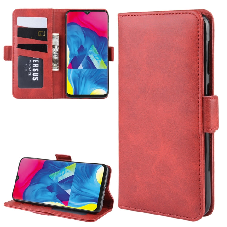 For Galaxy M10 Double Buckle Crazy Horse Business Mobile Phone Holster with Card Wallet Bracket Function