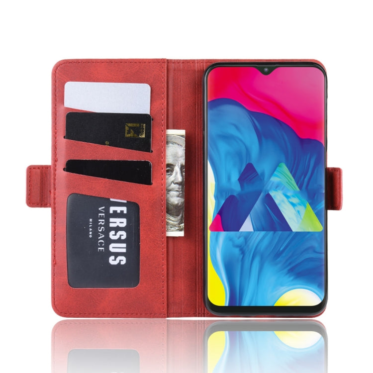 For Galaxy M10 Double Buckle Crazy Horse Business Mobile Phone Holster with Card Wallet Bracket Function