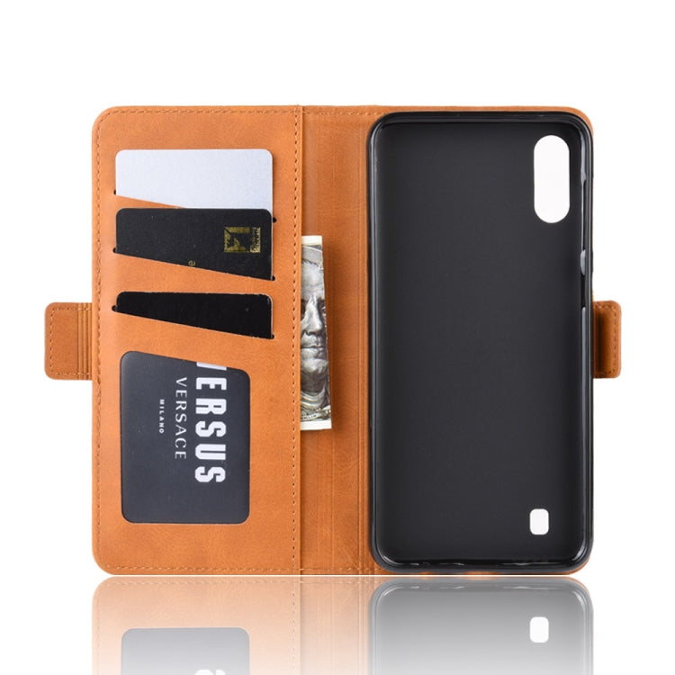 For Galaxy M10 Double Buckle Crazy Horse Business Mobile Phone Holster with Card Wallet Bracket Function