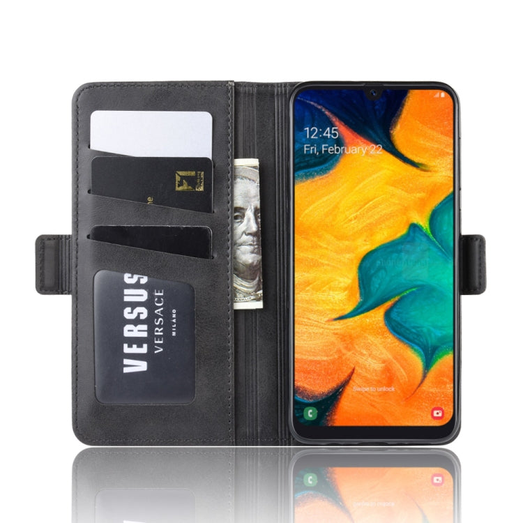 For Galaxy A30/A20 Double Buckle Crazy Horse Business Mobile Phone Holster with Card Wallet Bracket Function