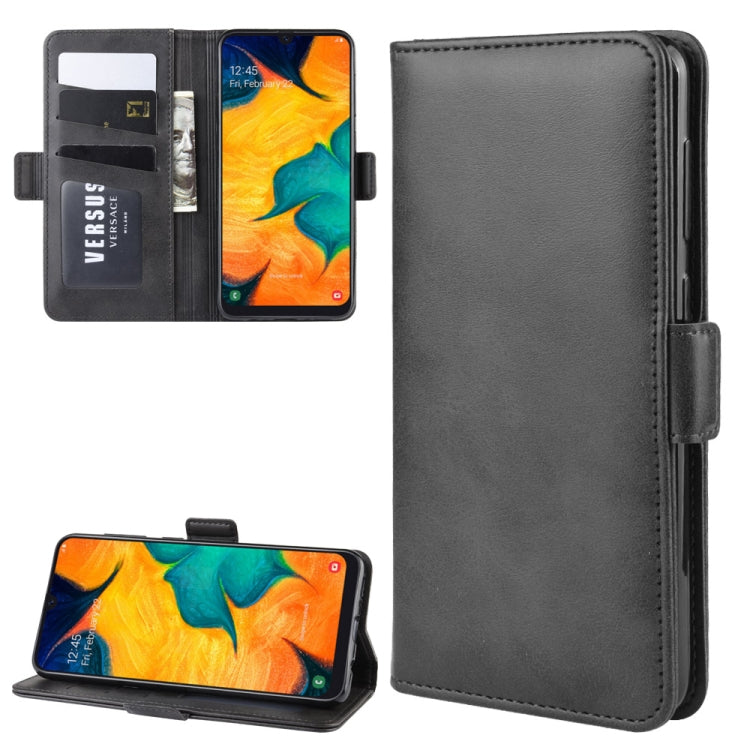 For Galaxy A30/A20 Double Buckle Crazy Horse Business Mobile Phone Holster with Card Wallet Bracket Function