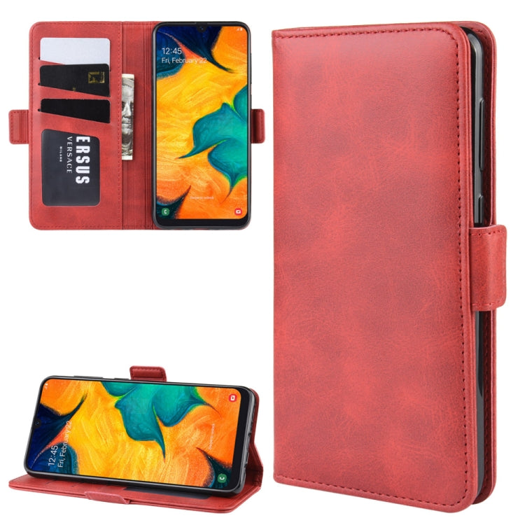 For Galaxy A30/A20 Double Buckle Crazy Horse Business Mobile Phone Holster with Card Wallet Bracket Function