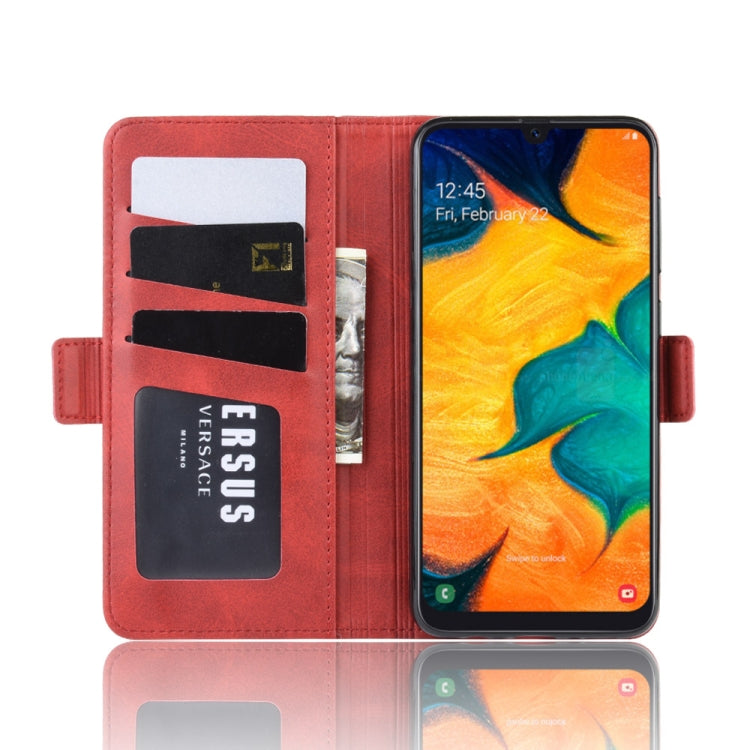 For Galaxy A30/A20 Double Buckle Crazy Horse Business Mobile Phone Holster with Card Wallet Bracket Function