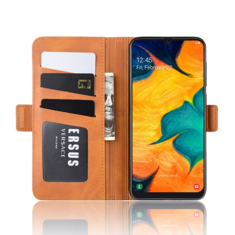 For Galaxy A30/A20 Double Buckle Crazy Horse Business Mobile Phone Holster with Card Wallet Bracket Function