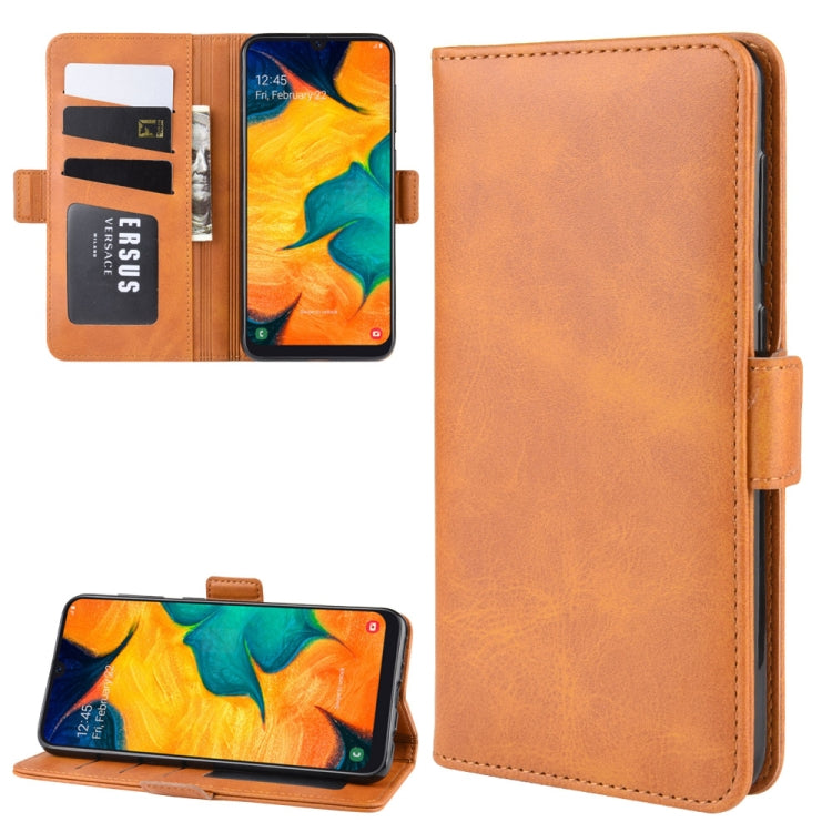 For Galaxy A30/A20 Double Buckle Crazy Horse Business Mobile Phone Holster with Card Wallet Bracket Function