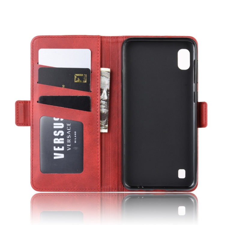 For Galaxy A10 Double Buckle Crazy Horse Business Mobile Phone Holster with Card Wallet Bracket Function