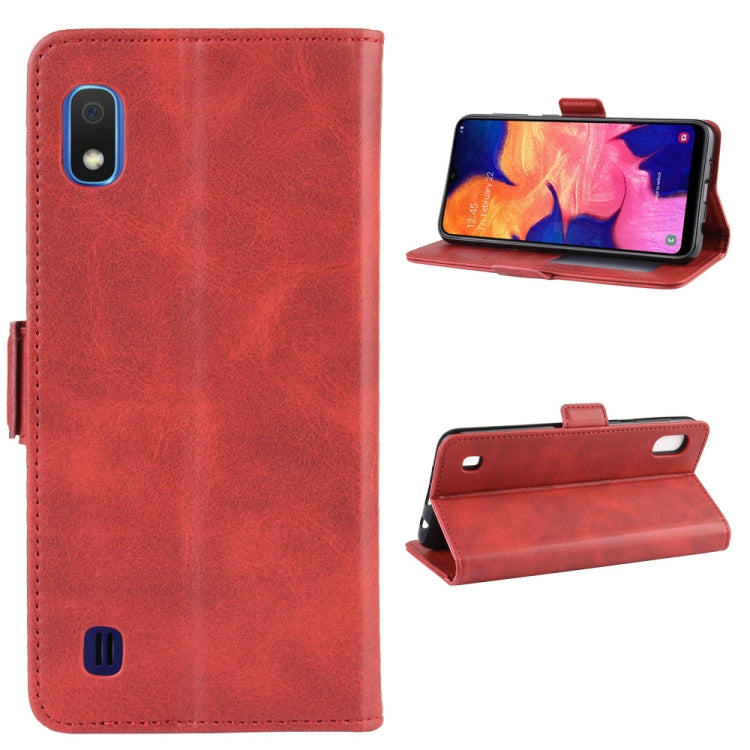 For Galaxy A10 Double Buckle Crazy Horse Business Mobile Phone Holster with Card Wallet Bracket Function