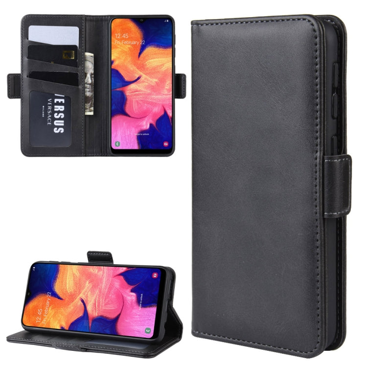 For Galaxy A10e Double Buckle Crazy Horse Business Mobile Phone Holster with Card Wallet Bracket Function