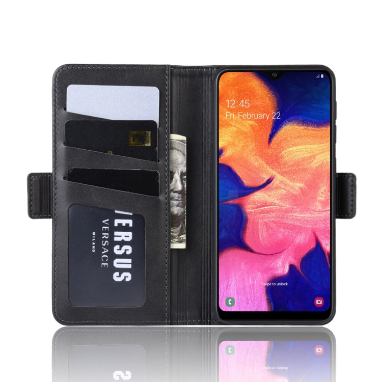 For Galaxy A10e Double Buckle Crazy Horse Business Mobile Phone Holster with Card Wallet Bracket Function