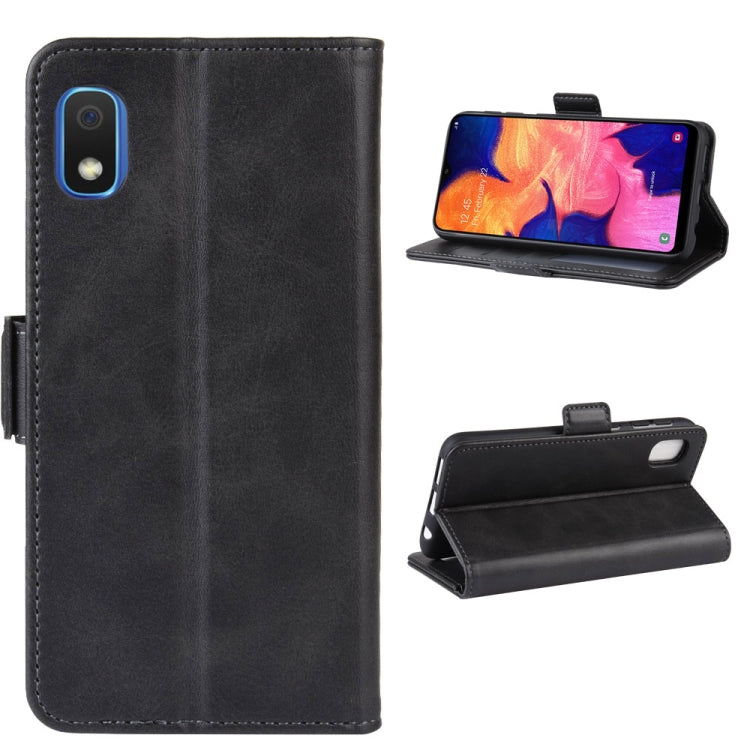 For Galaxy A10e Double Buckle Crazy Horse Business Mobile Phone Holster with Card Wallet Bracket Function