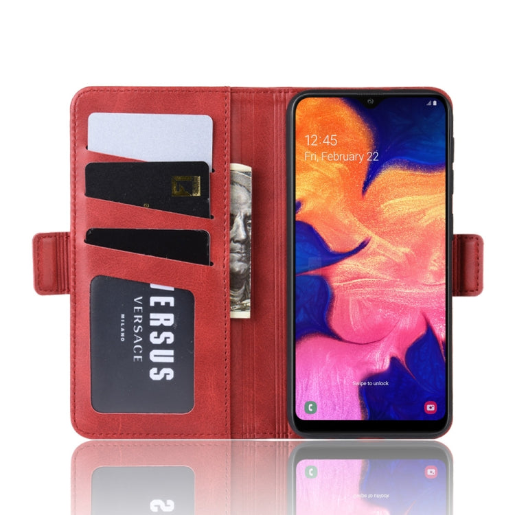 For Galaxy A10e Double Buckle Crazy Horse Business Mobile Phone Holster with Card Wallet Bracket Function