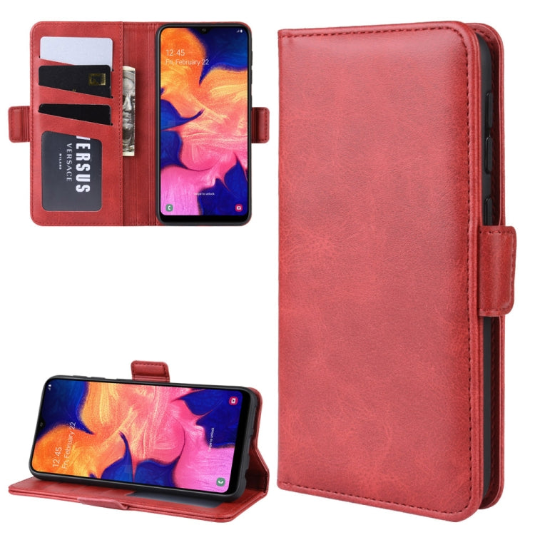 For Galaxy A10e Double Buckle Crazy Horse Business Mobile Phone Holster with Card Wallet Bracket Function