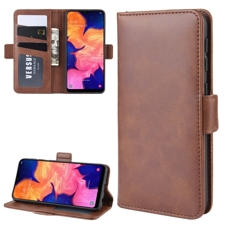 For Galaxy A10e Double Buckle Crazy Horse Business Mobile Phone Holster with Card Wallet Bracket Function