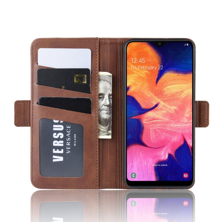 For Galaxy A10e Double Buckle Crazy Horse Business Mobile Phone Holster with Card Wallet Bracket Function