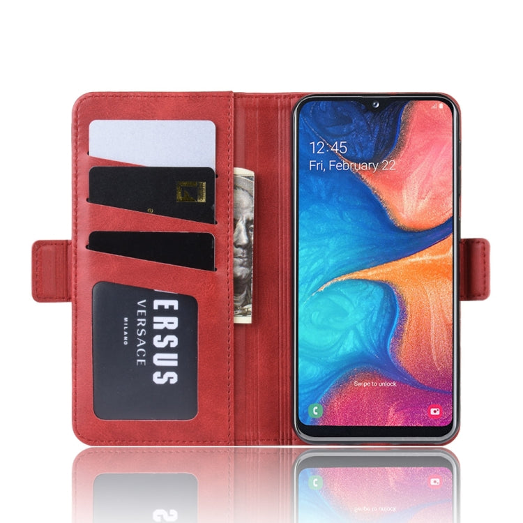 For Galaxy A20e Double Buckle Crazy Horse Business Mobile Phone Holster with Card Wallet Bracket Function