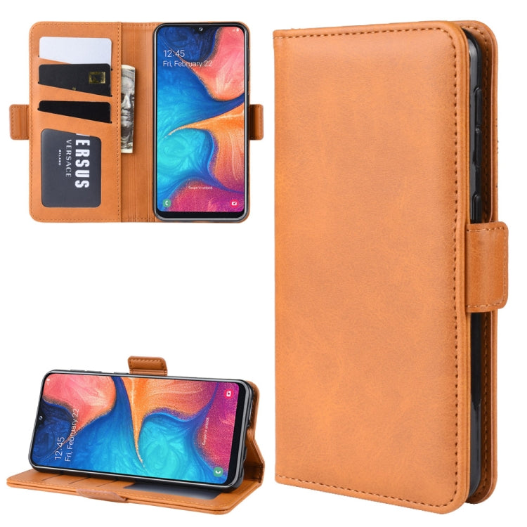 For Galaxy A20e Double Buckle Crazy Horse Business Mobile Phone Holster with Card Wallet Bracket Function