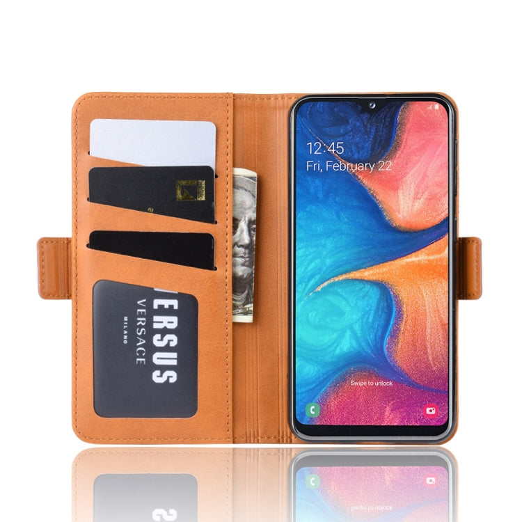 For Galaxy A20e Double Buckle Crazy Horse Business Mobile Phone Holster with Card Wallet Bracket Function