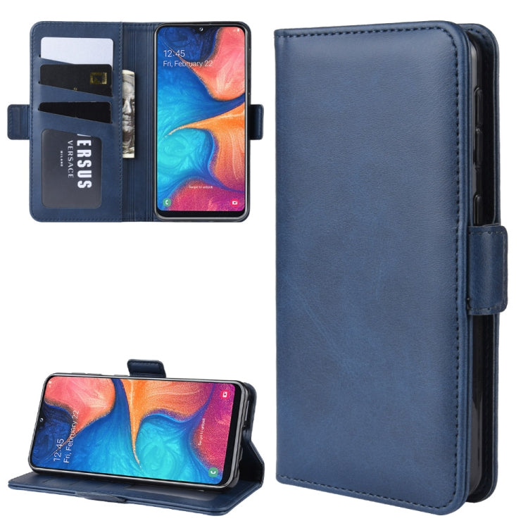 For Galaxy A20e Double Buckle Crazy Horse Business Mobile Phone Holster with Card Wallet Bracket Function