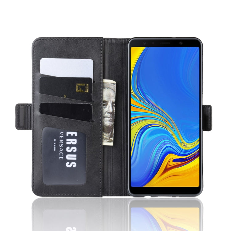 For Galaxy A7 2018 Double Buckle Crazy Horse Business Mobile Phone Holster with Card Wallet Bracket Function