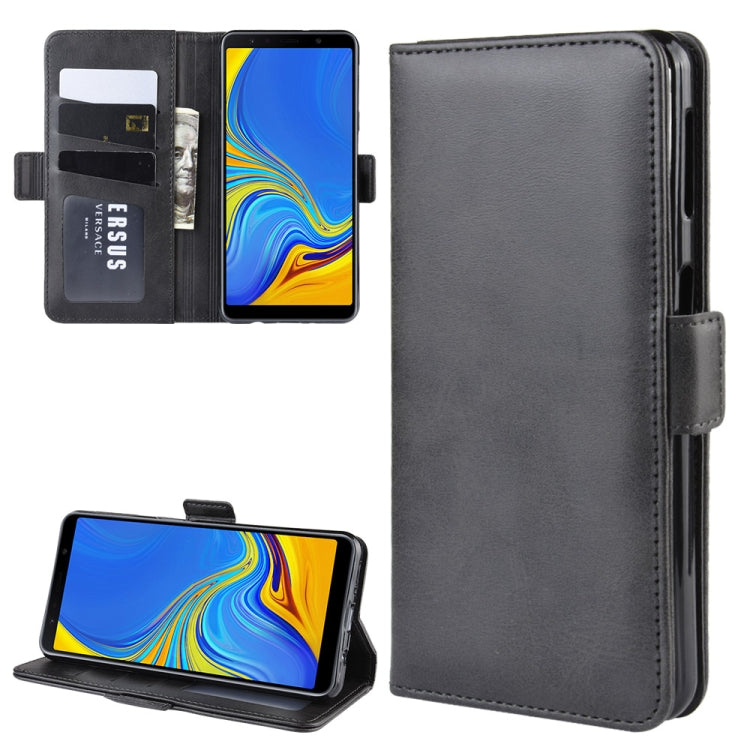 For Galaxy A7 2018 Double Buckle Crazy Horse Business Mobile Phone Holster with Card Wallet Bracket Function