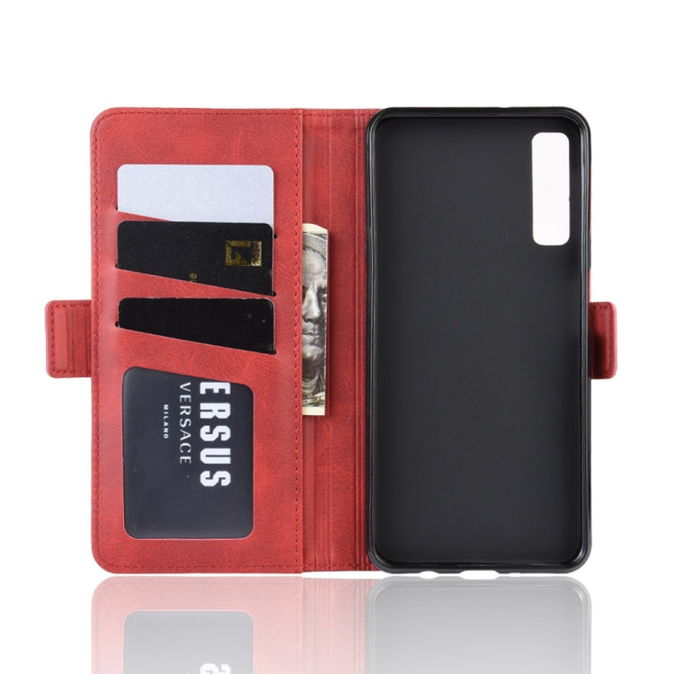 For Galaxy A7 2018 Double Buckle Crazy Horse Business Mobile Phone Holster with Card Wallet Bracket Function