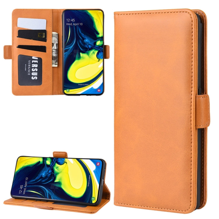 For Galaxy A80/A90 Double Buckle Crazy Horse Business Mobile Phone Holster with Card Wallet Bracket Function