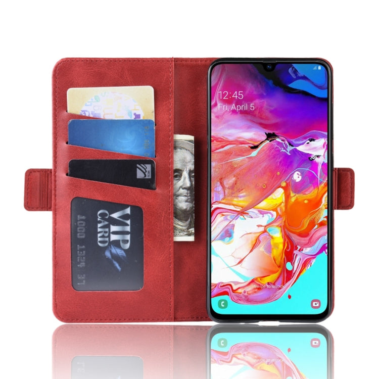 For Galaxy A70 Double Buckle Crazy Horse Business Mobile Phone Holster with Card Wallet Bracket Function