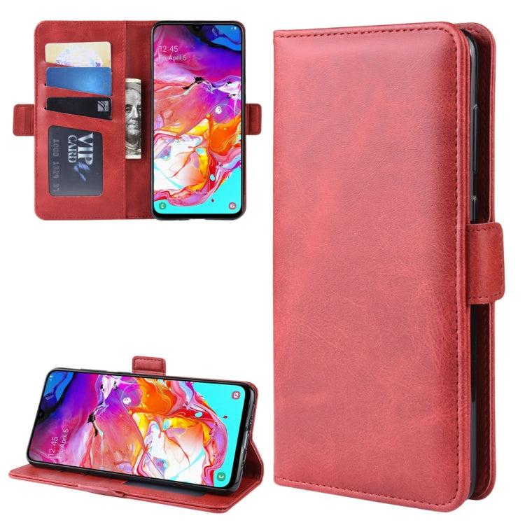 For Galaxy A70 Double Buckle Crazy Horse Business Mobile Phone Holster with Card Wallet Bracket Function