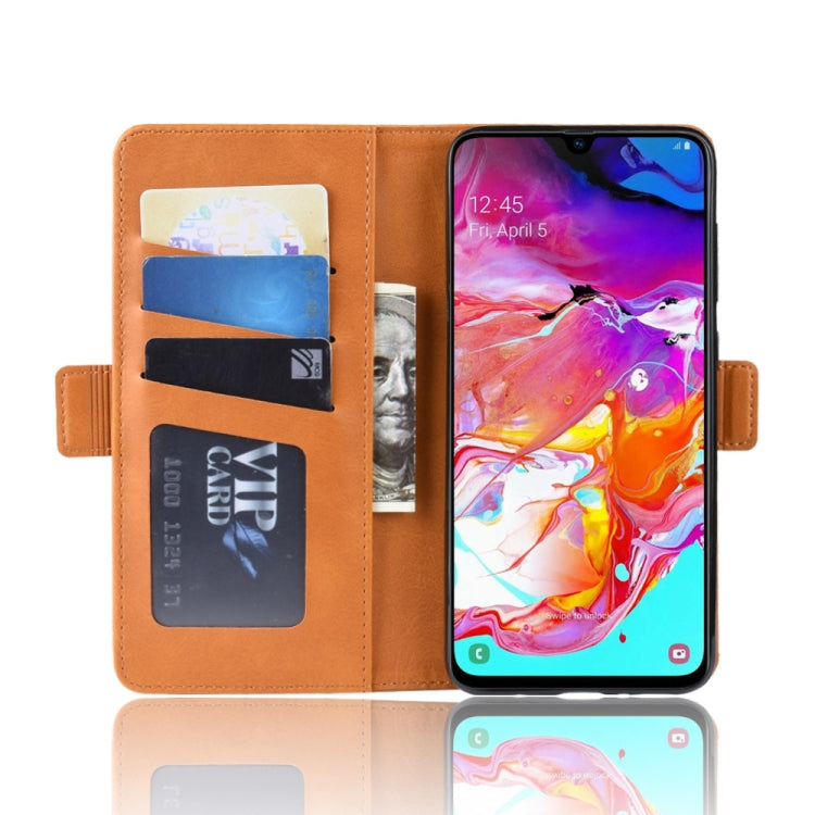 For Galaxy A70 Double Buckle Crazy Horse Business Mobile Phone Holster with Card Wallet Bracket Function